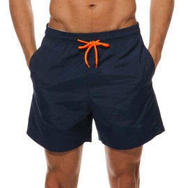 Arcweg Swimming Trunks for Men Boys Swimming Shorts for Men Short Quick-Drying Beach Shorts Board Shorts Beach Shorts with Mesh Lining and Adjustable Drawstring, New Dark Blue