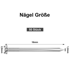 Dayalo Pack of 50 steel nails, 16 mm, nails, roofing felt nails, stainless steel A2 V2A, nails for wood and concrete walls