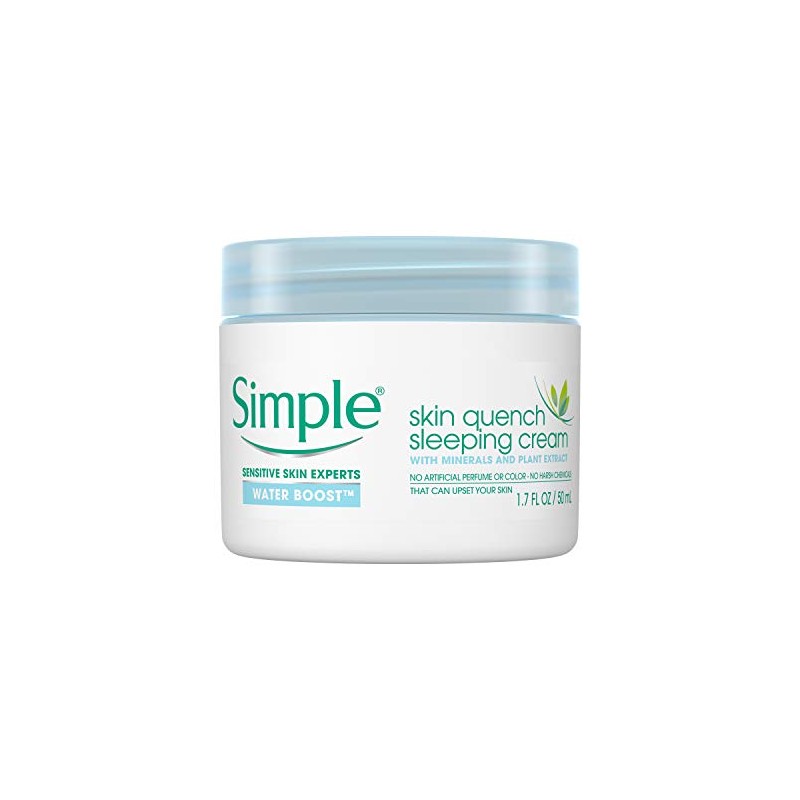 Simple - Crema para dormir Water Boost Skin Quench, 1.7