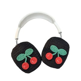 Handmade Crochet Black Cherry Headphone Cover – Compatible with Sony xm4, Protective Case for Music Lovers