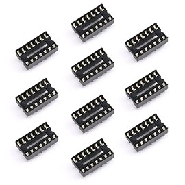 JESSINIE 10Pcs 14P IC Socket DIP Integrated Circuit IC Sockets Adaptor Solder Type 2.54mm Pitch Dual Row 14 Flat Pin