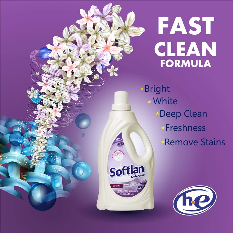 Softlan Liquid Detergent Lavender Scent 67oz Stain & Dirt Removal