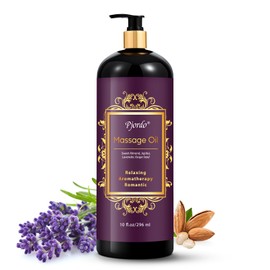 Pjordo Aromatherapy Lavender Massage Oil, 10 fl oz Relaxing Massage Oil for Massage Therapy with Grape Seed, Sweet Almond & Jojoba, Spa Quality Oils for Soothing, Calming