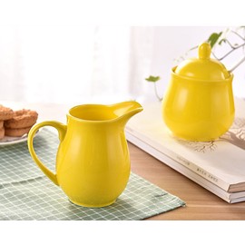 Ceramic Colorful Creamer and Sugar Set with Lid Spoon, Coffee Serving Set