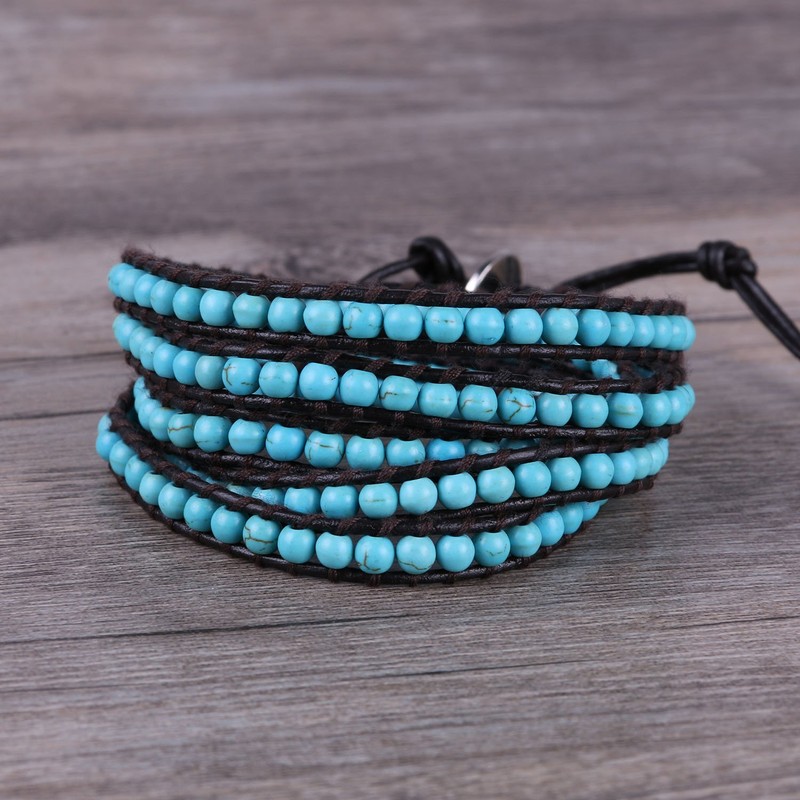 KELITCH 5 Wraps Synthetic Turquoise Luxury Chic Handmade Necklace –
