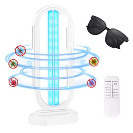 Feefir UV Light Sanitizer,4-Speed Timing and Remote Control UVC Home Disinfection Device,Ultraviolet Light Sanitizer for Dust Mites,UV Lamp for Whole Room,White