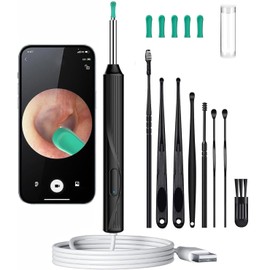 Limpiador de Cera de Oídos, Eliminación De Cera Para Los Oídos, Camara 1080P y Luz Eliminación de Ear Wax, Limpia Oidos Recargable, Inalámbrico Wifi Cureta De Oreja Compatible con ios y Android