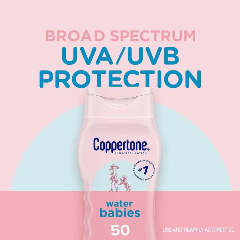 Coppertone WaterBabies Sunscreen Lotion SPF 50, 8 oz (Pack of
