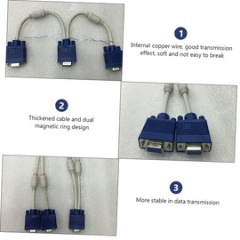 LABRIMP 2pcs Vga Video Cable Monitor Dual Adapter Vga Splitter Abs