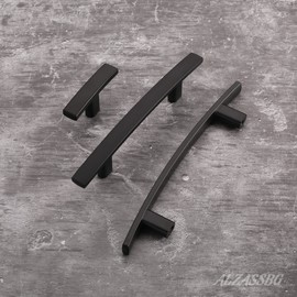 Alzassbg 10 Pack Matt Black Cabinet Pulls, 3 Inch(76mm) Hole Centers Cabinet Handles Hardware Modern Arch Bar Drawer Handle Pull AL3092MB