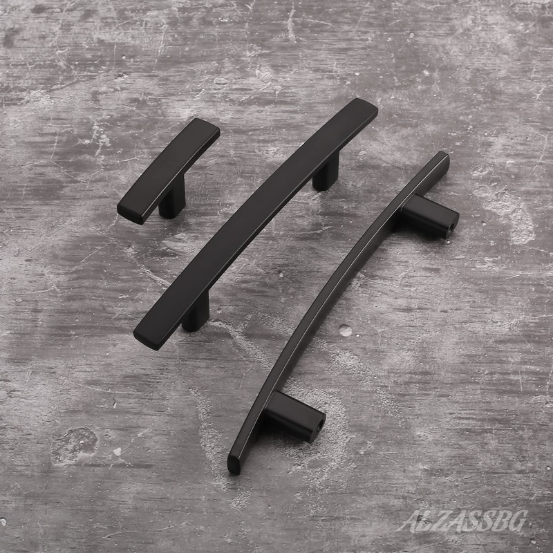 Alzassbg 10 Pack Matt Black Cabinet Pulls, 3 Inch(76mm) Hole