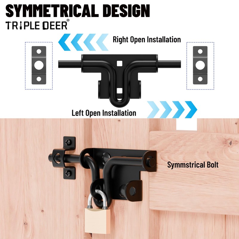 TRIPLE DEER Heavy Duty Sliding Bolt Gate Latch with Padlock