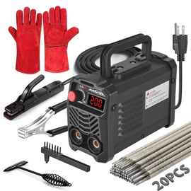 200Amp 20PCS Rods Stick Welder, Super MINI Portable Welding Machine, IGBT Inverter Welder Machine 110V with Hot Start Arc Force Anti-Stick, for 1/16"-1/8" Rod ARC Welder, 2 Chip Hammers (Black)