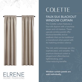 Elrene Home Fashions Colette Faux-Silk Blackout Window Curtain, 52 in x 84 in (1 Panel), Taupe