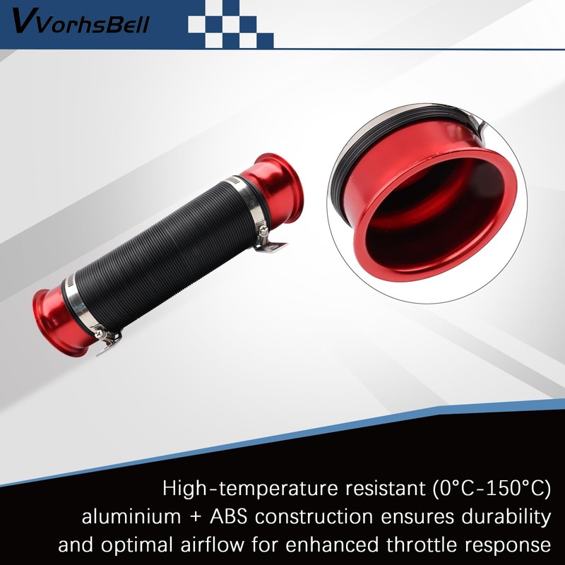 VVORHSBELL 76mm Cold Air Intake Hose Universal 3" Expandable Aluminium
