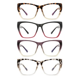 Yuluki 4 Pack Reading Glasses Blue Light Blocking for Men Women,Butterfly Frame Computer Readers with Spring Hinges,Anti Glare Eyestrain +1.5