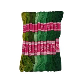Friendship Bracelet String 12 Skeins, Embroidery Floss Cross Stitch Embroidery Thread Floss Bracelet Making Yarn, Craft Floss (Green Series)