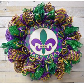 Happy Mardi Gras Wreath, Mardi Gras Wreath, Mardi Gras, Welcome Mardi Gras Wreath, 4138