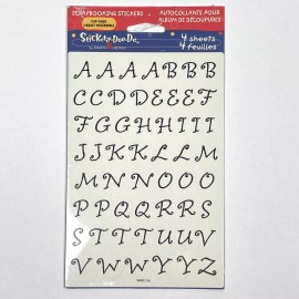 American Greetings NEW Stickety Doo Da Crafts Stickers Black Alphabet Letters 4 Sheets 2 Designs