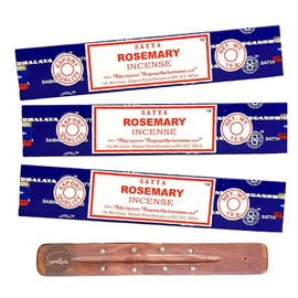 Satya Nag Champa Rosemary Incense Sticks | x3 pack | with SAMASIA incense sticks holder | Used for Aromatherapy, Spa, Yoga, Weddings, Meditation, Healing, Positivity and Relaxation