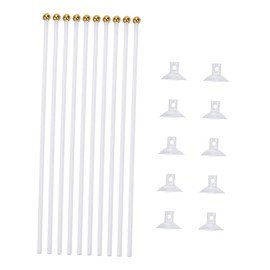 IWOWHERO Pack of 10 Flag Banner, Table Flagpole, Flag Holder with Suction Cup, Magnetic Flagpole, Flag Holder with Suction Cup, Flagpole for Table Flag, White Window