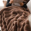 Battilo Brown Faux Fur Throw Blanket, Rabbit Fur Blanket for
