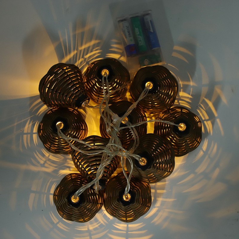 10Pcs Rattan Lamps String Lights LED Rattan Balls Fairy Lights