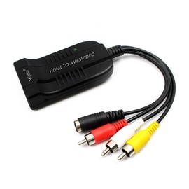 Wiistar HDMI to Male AV CVBS S-Video Converter Adapter HDMI to Male 3RCA Composite R/L S Video 1080P Video Converter Box with AV Svideo Cable