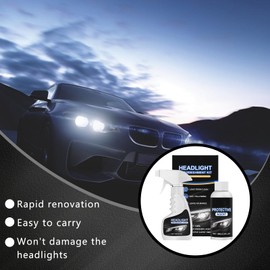 BuyiHoen Car Headlight Restoration Kit, New Headlight Cleaner and Coating for Cars, Automotive Headlights Restoration Kit with Sponge and Towel, Removing Yellowing Oxidized