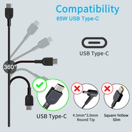 USB-C 65W 45W AC Charger Fit for Lenovo ThinkPad E480 E580 E585 E590 T480 T480s T490 P52s T14 T15 E14 E15 X1Carbon X13 ADLX65YDC2D ADLX65YDC2A ADLX65YCC3A Adapter Laptop Power Cord