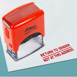 Printtoo Return to Sender Not at This Address Self Inking Rubber Stamp Pre,Inked Office Stamp, Home Office Business Stationery, 38 x 14 mm, Red