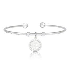 SAGA GIOIELLI® Women's Bracelet Tree of Life Star Moon Crystal Lucky Charm Misura adattable Stainless Steel, Stainless Steel
