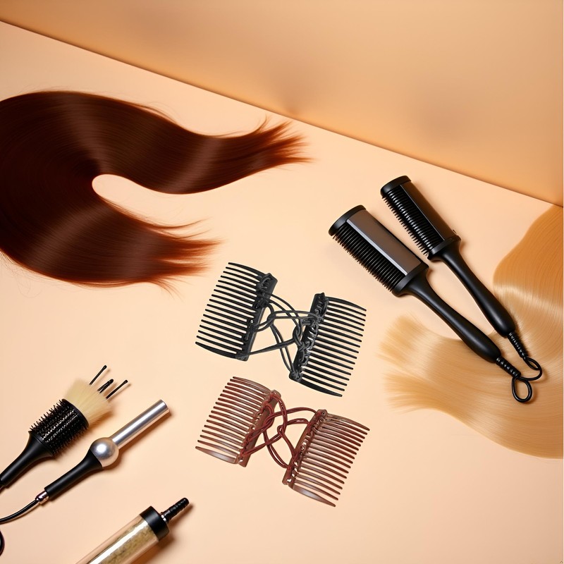2 Pcs Plastic Elastic Double Hair Comb - Adjustable Elastic