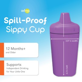 Avima Spill Proof Sippy Cups for Toddlers 1-3 Years - Bite Resistant & BPA Free Training Toddler Cups for Boys & Girls, 10 Oz, 4 Pack Set - Pinks, Red & Purple