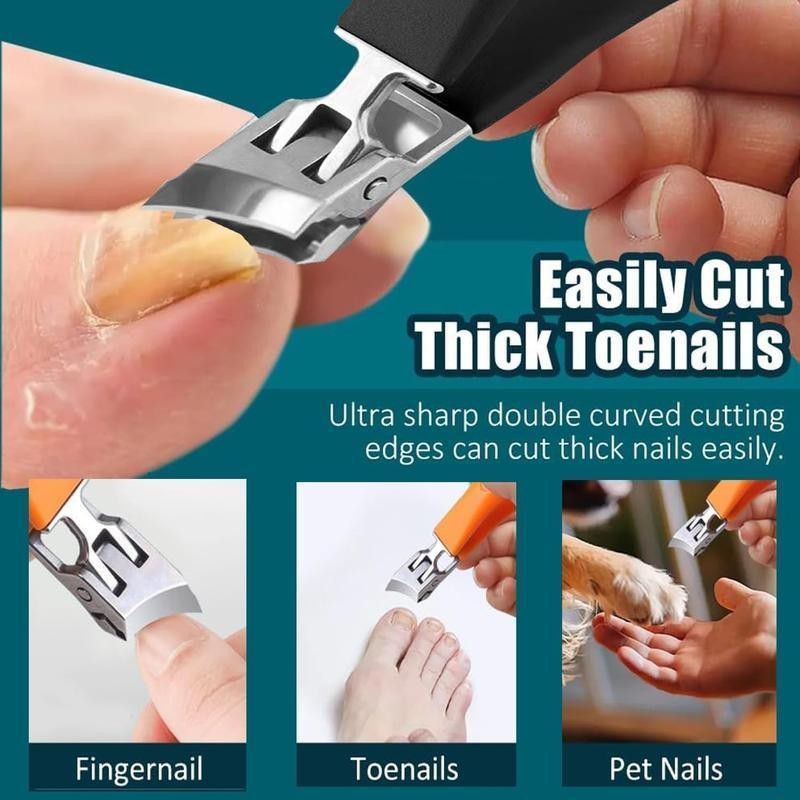 Multifunctional 3-piece set of eagle-beak angled nail clippers, household large-opening
