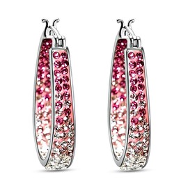 Shop LC Pink Crystal Hoop Earrings for Women Silver Plated Sparkle Bling Inside Out Jewelry Christmas Gifts for Women