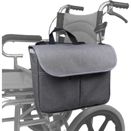 Wheelchair Pouch, Large Capacity Senior Walker Bags, Wheelchair Side Bag, Walker Side Bag for Walker and Stroller Hanging Armrest Storage for Easy Access Ideal for Seniors and Elderly (Grey)