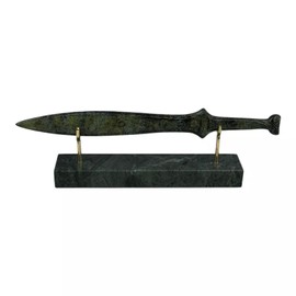 Small Spartan Sword Ancient Greek Bronze Metal Art Sculpture in Green Oxidation