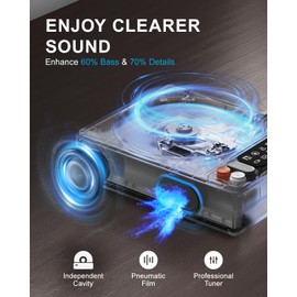 Leapwell CD Player Portable Bluetooth Desktop CD Players for Home with Speakers Rechargeable Small Retro CD Player with LCD Screen Optical USB Black