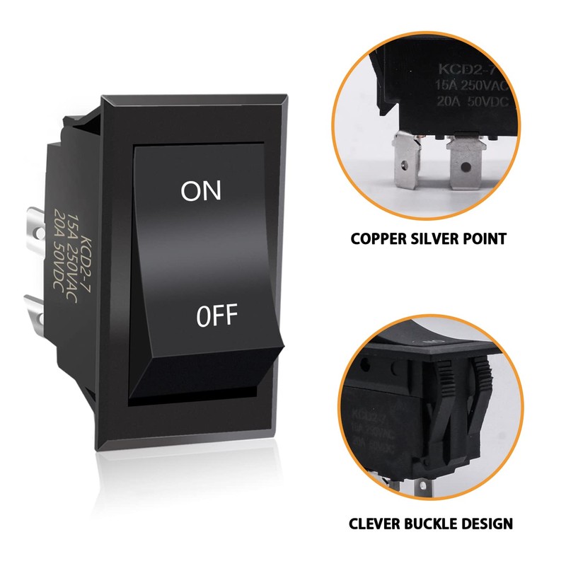 mankk On-Off Switch 12V 20A 4 Pins DPST Rocker Switch