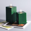 Girimax Dark Green Ribbed Flameless Candles with Remote, Battery Operated