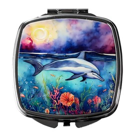 Caroline's Treasures Dolphin Compact Mirror Decorative Travel Makeup Mirror for Women Girls Gifts Pocket Makeup Mirror Folding Handheld
