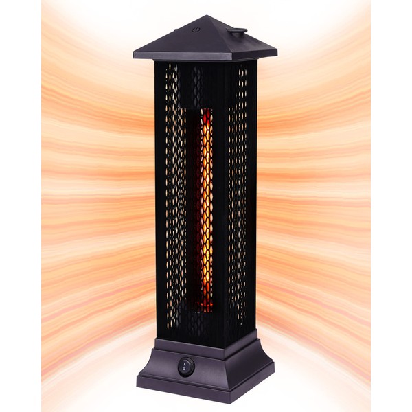 Star Patio Electric Patio Heater, Outdoor Heater, 1200W Freestanding Infrared Heater with Matte Black Finished, Tip-Over Protection, Silent Heating, IP55 Outdoor Patio Heaters, STP1299-RMHD-S
