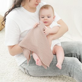 Bearmoss Molleton Cloths Baby 100% Cotton Soft Burp Cloths Baby, Breathable and Extremely Absorbent Muslin Cloth for Absorbent Muslin Cloths Pack of 4 60 x 60 cm (Pink Print)