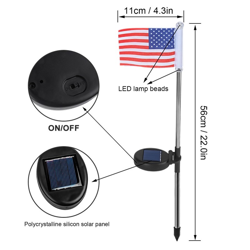 2PCS Solar Powered Garden Light Flag Lawn Stake Lamp for