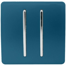 Trendi 2 Gang 2 Way Artistic Modern Glossy 10A Tactile Rocker Light Switch Midnight Blue