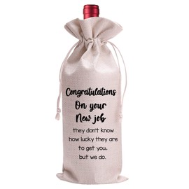 LANBAIHE New Job Gifts Wine Bag, Promotion Gifts, Congratulationg On New Job, Coworker Leaving Gift, Going Away Gifts for Coworker - PAIRS WELL WITH NEW JOB (Beige-1)