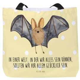 Mr. & Mrs. Panda Shopper Bat Wings Gift Animal Motifs School Bag Shopping Bag Good Mood Animals Bag Funny Sayings Carry Bag Beach Bag, yellow