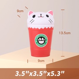 Anboor Squishy Food Toy,5.3" Soft Squishies Cat Coffee Cup,Kawaii Stress Relief Ball ADHD Toy for Kid Adults Collection Stress Relief Kid's Toys Children's Day Gift