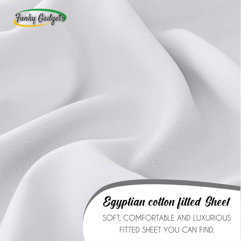 Funky Gadgets Double Fitted Sheet, White 300 Thread Count 100%